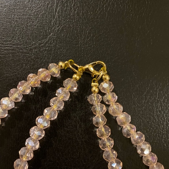 Pink Heart Pendant Necklace with beautiful shiny beads and pink earrings . - Picture 7 of 14